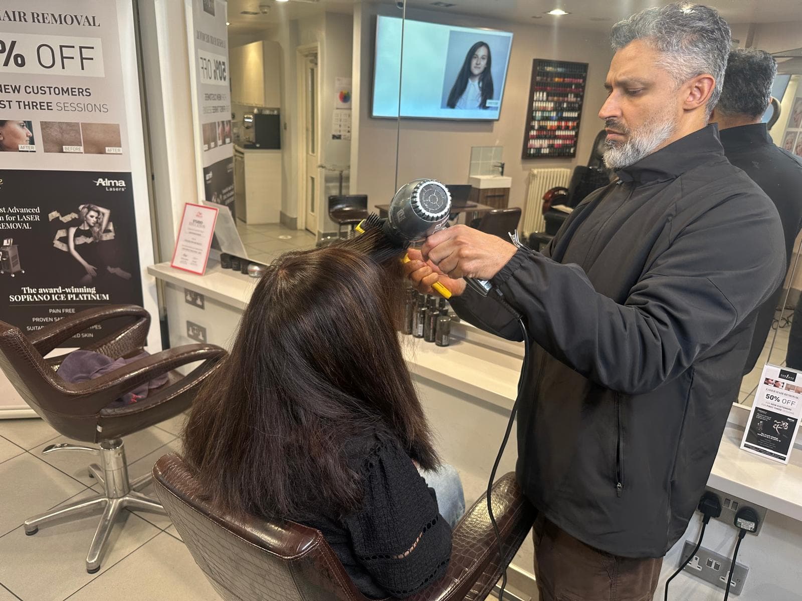 Natural blowdry styling in salon