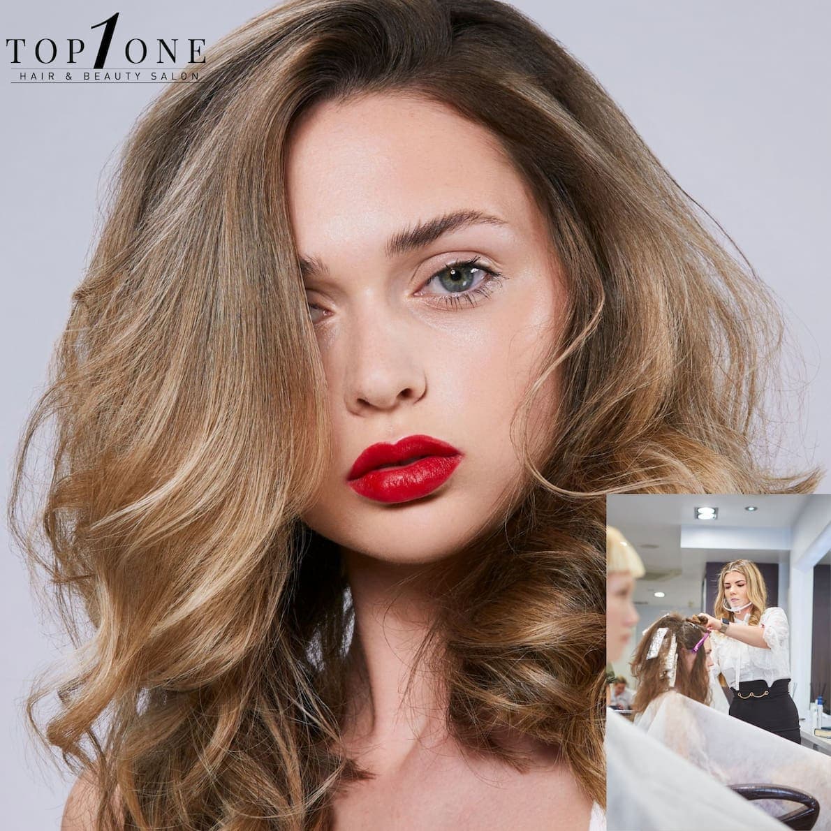 Blonde balayage blowdry