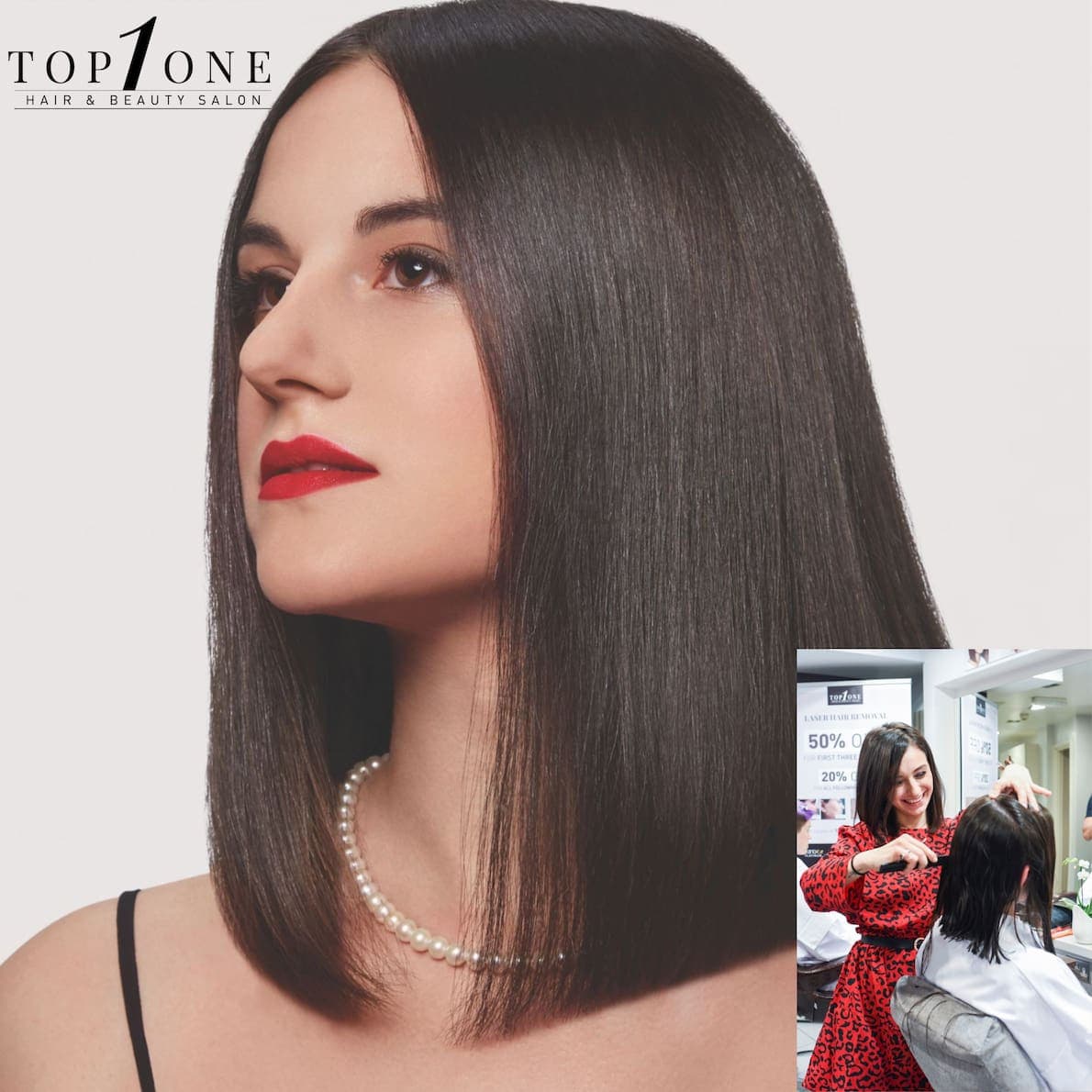 Straight black hair medium length