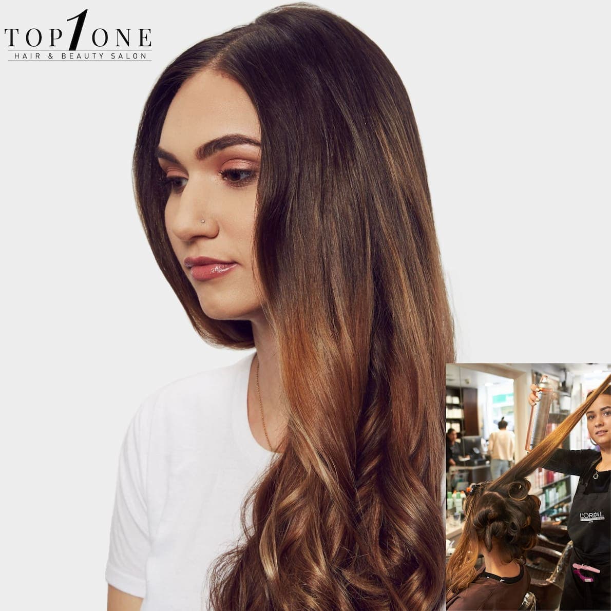 Long curly hair blowdry