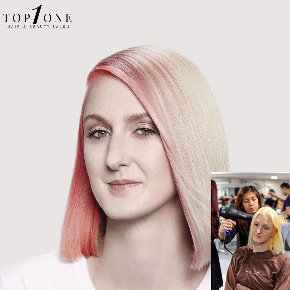 Pink and light blonde hair