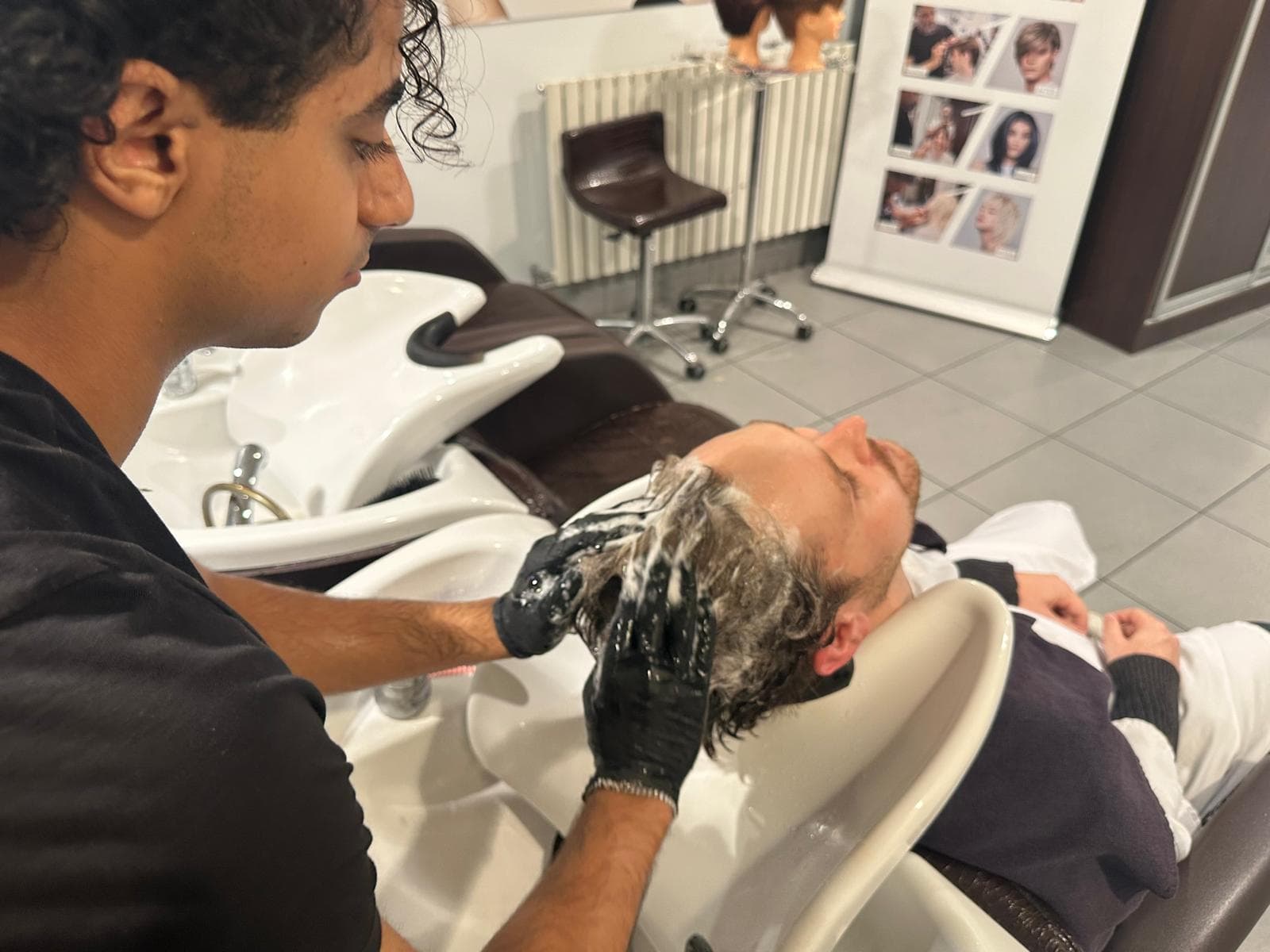 Hair wash before mens cut